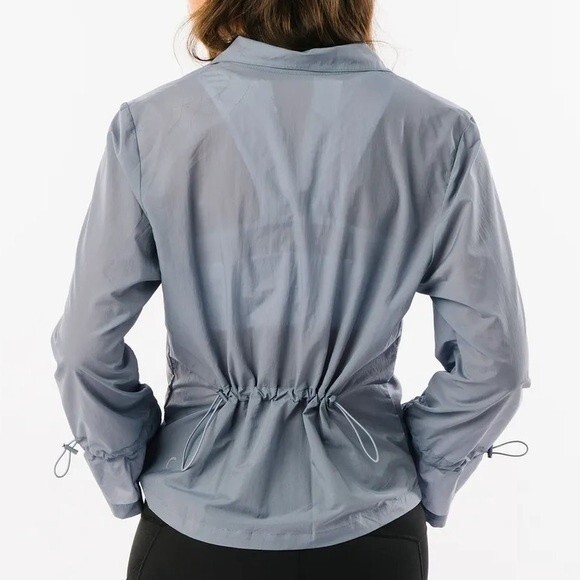 NWT Zyia Active Drawstrings Lightweight Windbreaker Blue Gray Women’s Large New - Picture 5 of 16